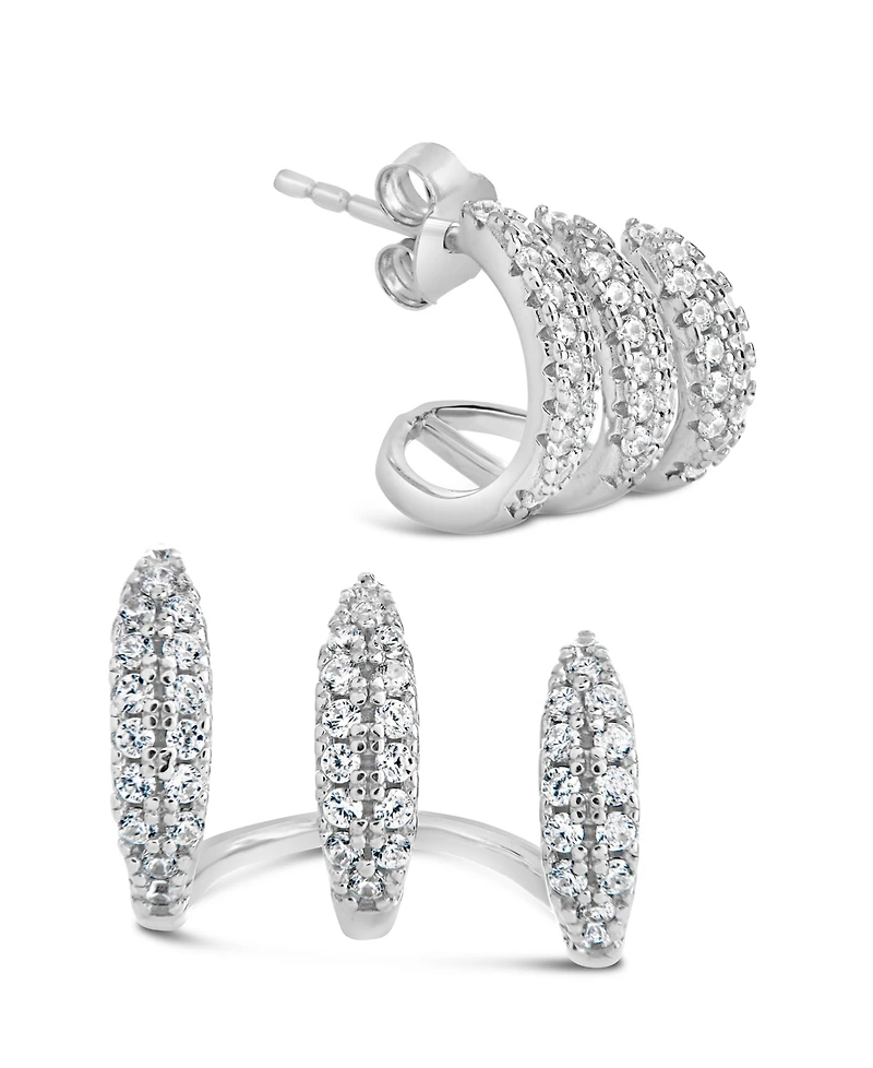 Sterling Forever Nicolette Cubic Zirconia Cuff Stud Earrings