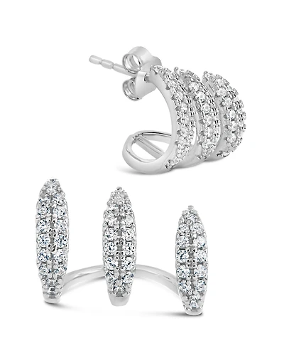 Sterling Forever Nicolette Cubic Zirconia Cuff Stud Earrings