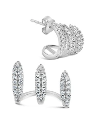 Sterling Forever Nicolette Cubic Zirconia Cuff Stud Earrings
