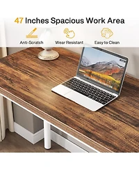 Tribesigns Computer Desk with 5 Drawers, 47 inches Rustic Brown Home Office Desk with Storage, Modern Simple Laptop Desk Study Writing Table for Small