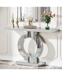 Tribesigns Mirrored Console Table with O-Shaped Base, 43-Inch Modern Entryway Table Glass Sofa Table with Mirror Finish, Rectangle Narrow Accent Foyer