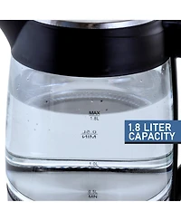 MegaChef 1.8 Quart Glass Body and Stainless Steel Electric Tea Kettle