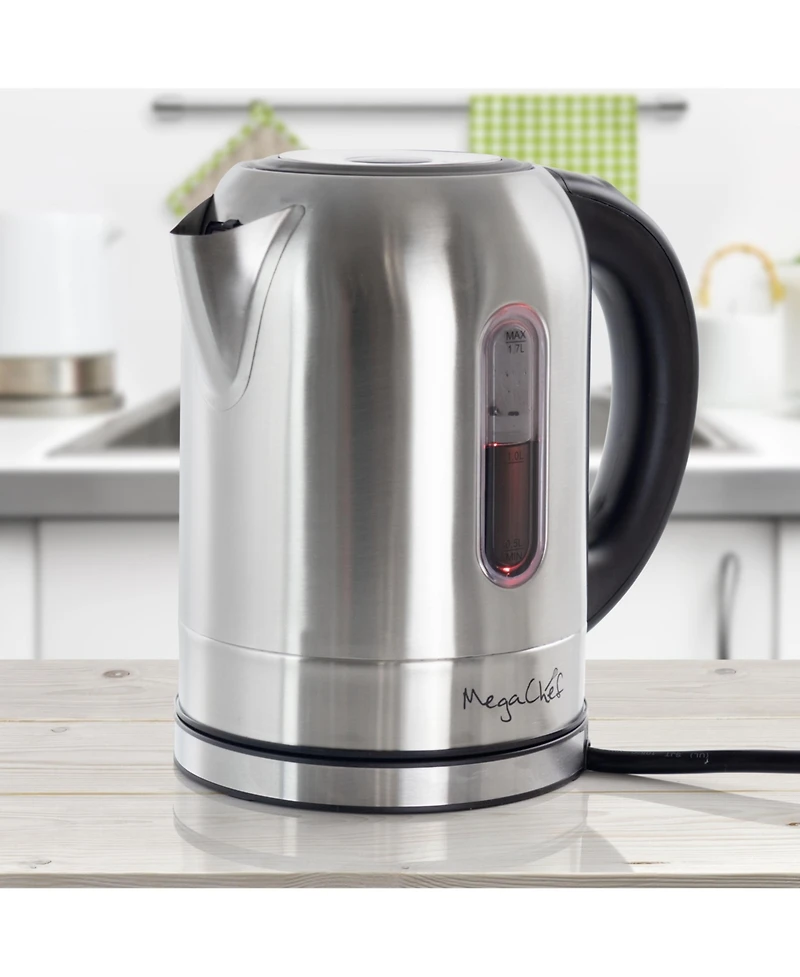 MegaChef 1.7 Quart Stainless Steel Electric Tea Kettle With 5 Preset Temps