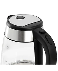 MegaChef 1.7 Quart Glass and Stainless Steel Electric Tea Kettle in Silver