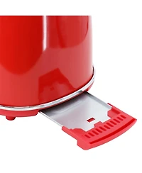 MegaChef 1.7 Quart Electric Tea Kettle and 2 Slice Toaster Combo Matt Cream