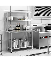 48 x 12 Inch Kitchen Stainless Steel Over shelf with Adjustable Lower Shelf