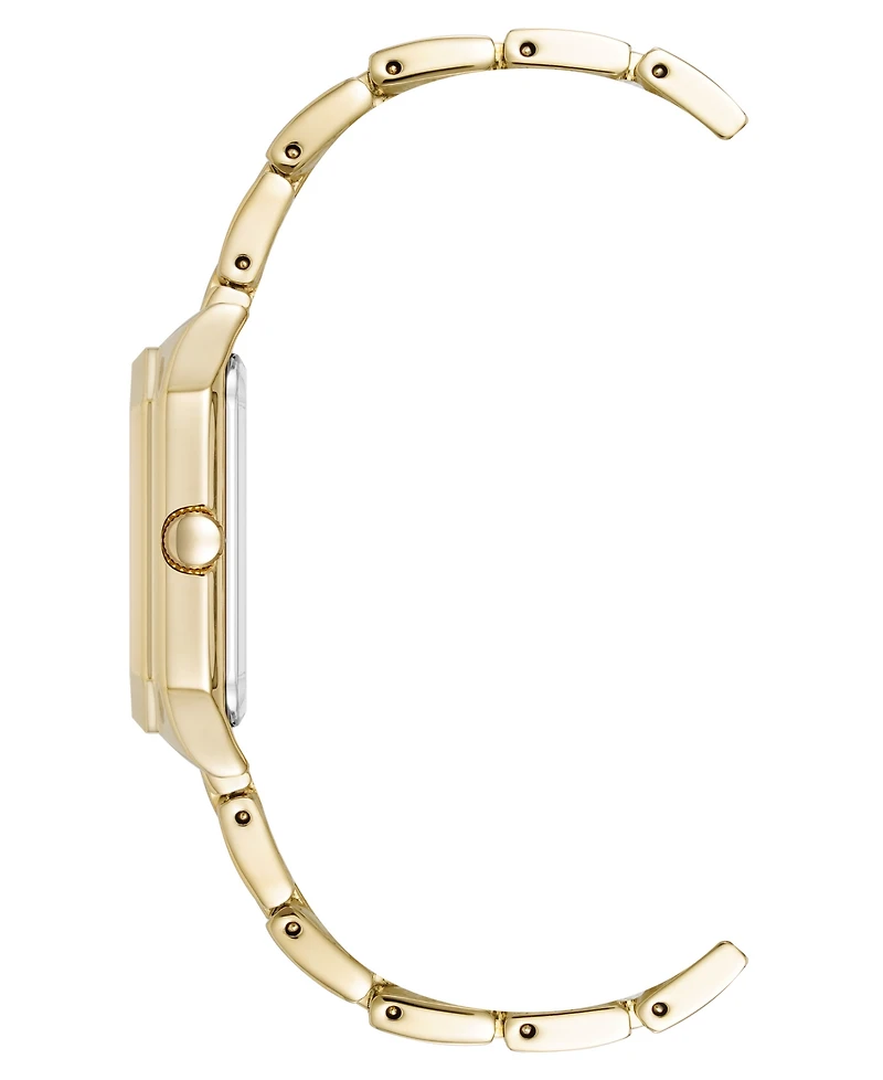 Anne Klein Women's Quartz Octagonal Abalone Gemstone and Gold-Tone Alloy Metal Bracelet Watch, 24mm