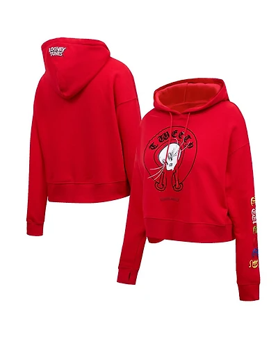 Freeze Max Women's Looney Tunes Tweety Bird Cropped Pullover Hoodie