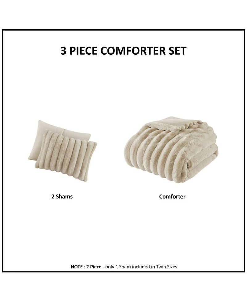 Madison Park Jasmine Faux Fur Reverse to Velvet 3-Pc. Comforter Set