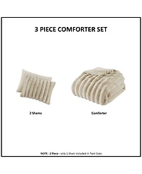 Madison Park Jasmine Faux Fur Reverse to Velvet 3-Pc. Comforter Set