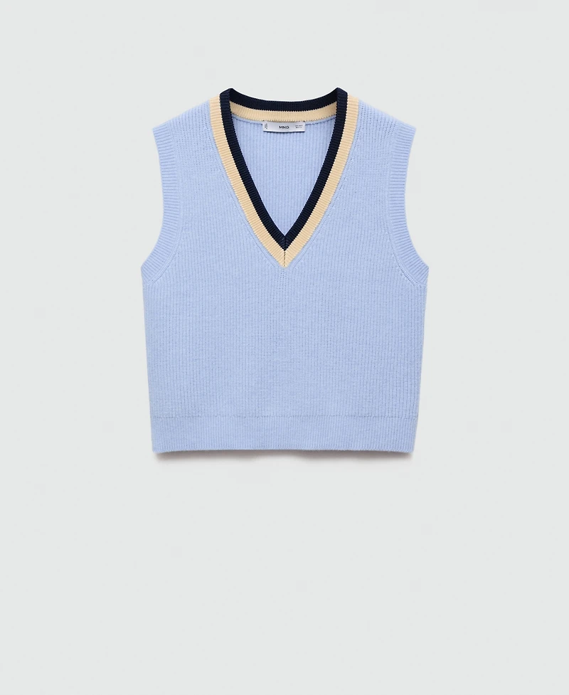 Mango Women's Contrast V-Neck Vest