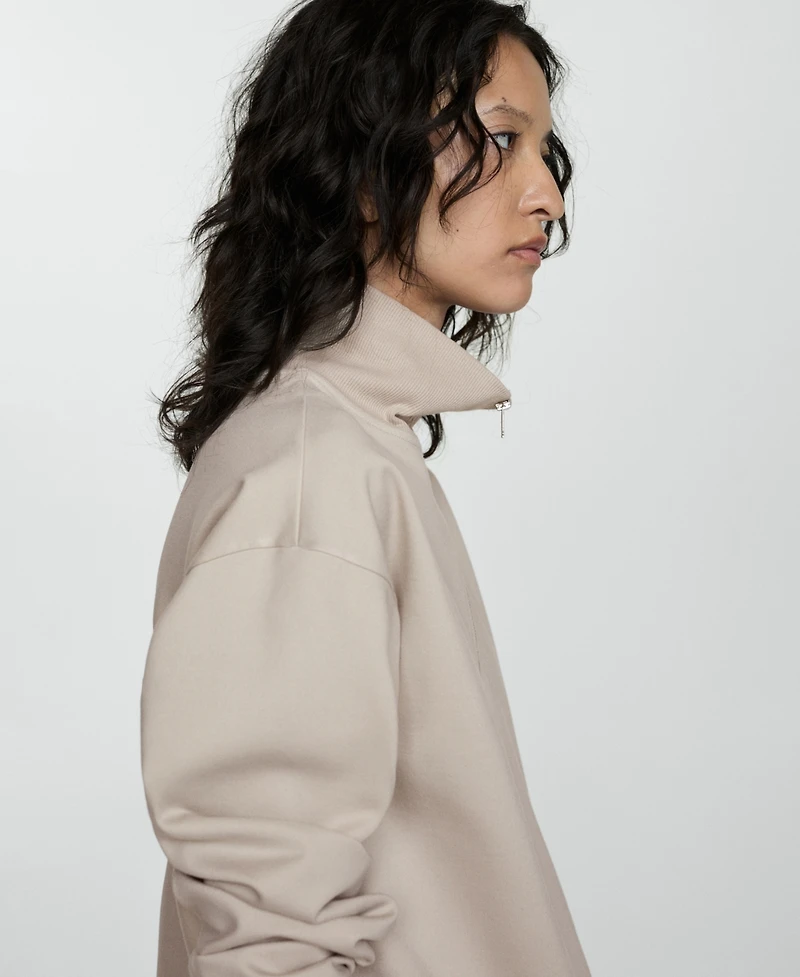 Mango Women's Zipper High Collar Sweater