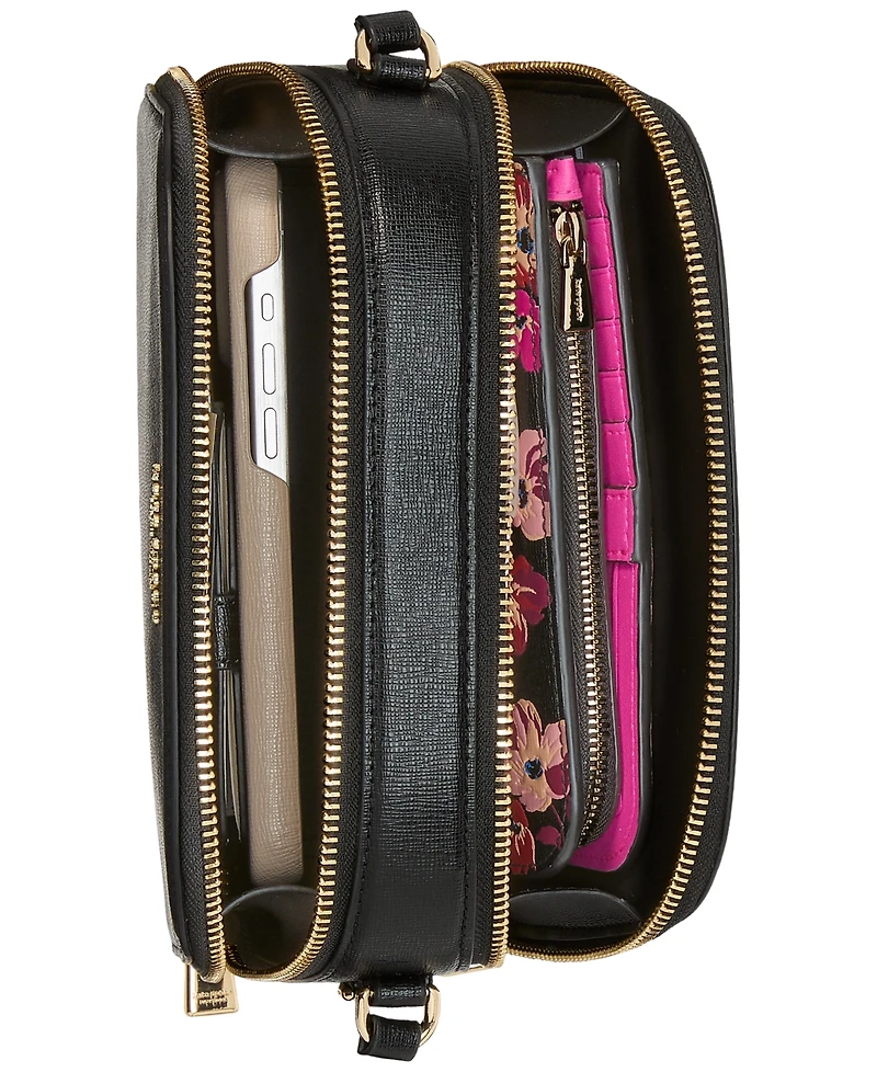 kate spade new york Devin Saffiano Leather Double Zip Dome Crossbody Bag