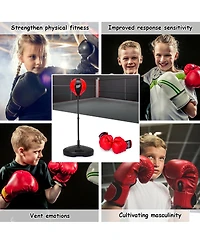 Kids Adjustable Stand Punching Bag Toy Set with Boxing Glove
