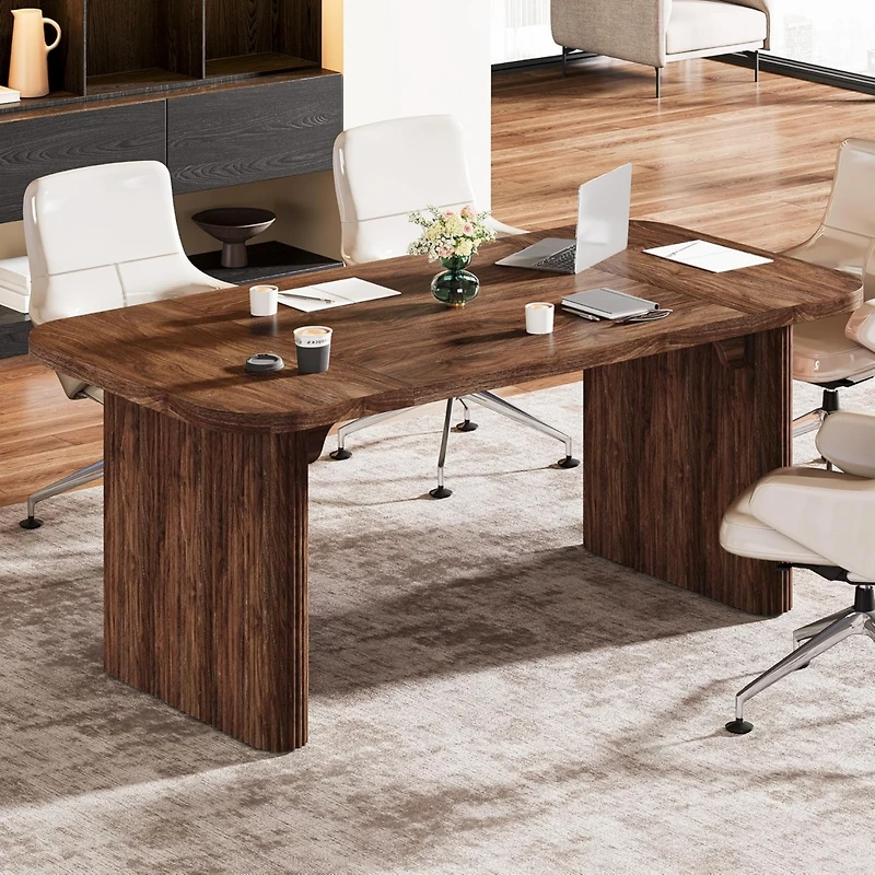 Tribesigns Modern Executive Office Desk, 62-Inch Large Wood Computer Aesthetic Workstations with Double Pedestal, Writing Table Work Desk for Ho