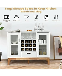 Sugift Wood Wine Storage Cabinet Sideboard Console Buffet Server