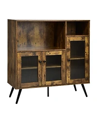 Sugift Buffet Storage Cupboard with Glass Door and Adjustable Shelves