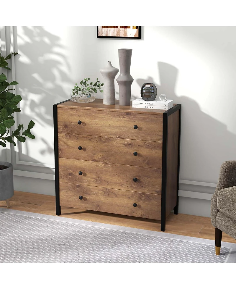 4-Drawer Dresser Modern Chest of Drawers Wooden Storage