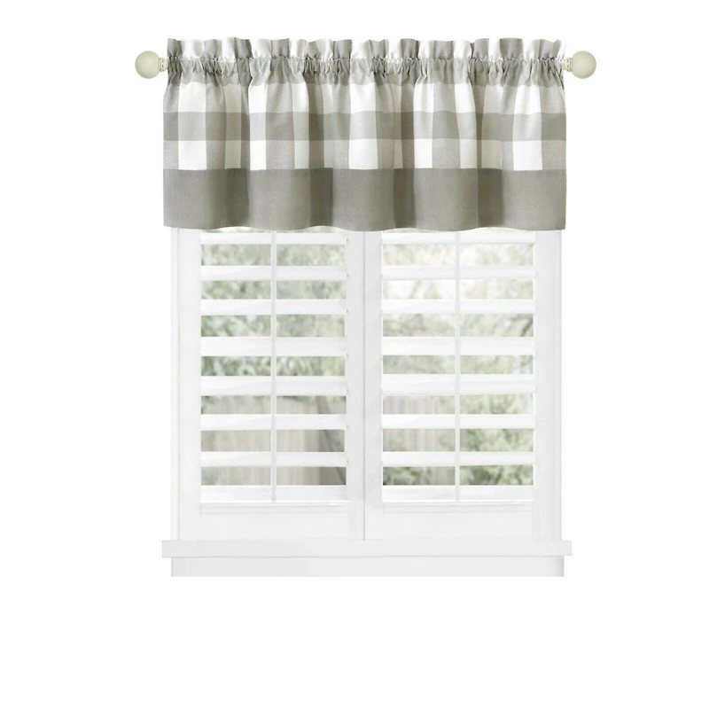 Kate Aurora Modern Farmhouse Buffalo Plaid Checkered Rod Pocket Window Valance Curtain