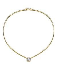 14K Gold Plated Cubic Zirconia East-West Solitaire Necklace