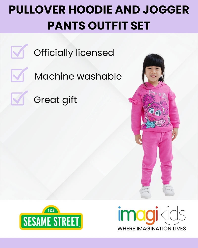 Sesame Street Baby Girls Fleece Pullover Hoodie and Pants Outfit Set to (12 Months - 5T