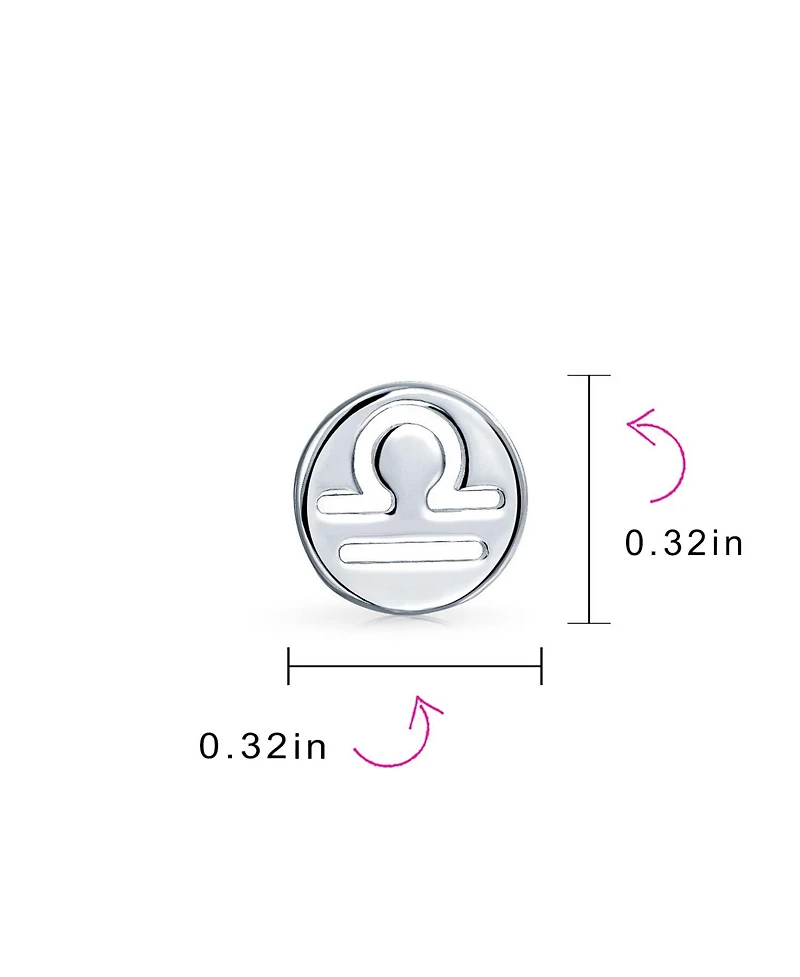 Bling Jewelry Tiny Simple Round Astrology Libra Horoscope Zodiac Stud Earrings Sterling Silver