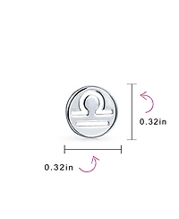 Bling Jewelry Tiny Simple Round Astrology Libra Horoscope Zodiac Stud Earrings Sterling Silver