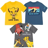 Disney Toddler Boys Lion Guard King Simba Timon Pumbaa Rafiki 3 Pack T-Shirts to
