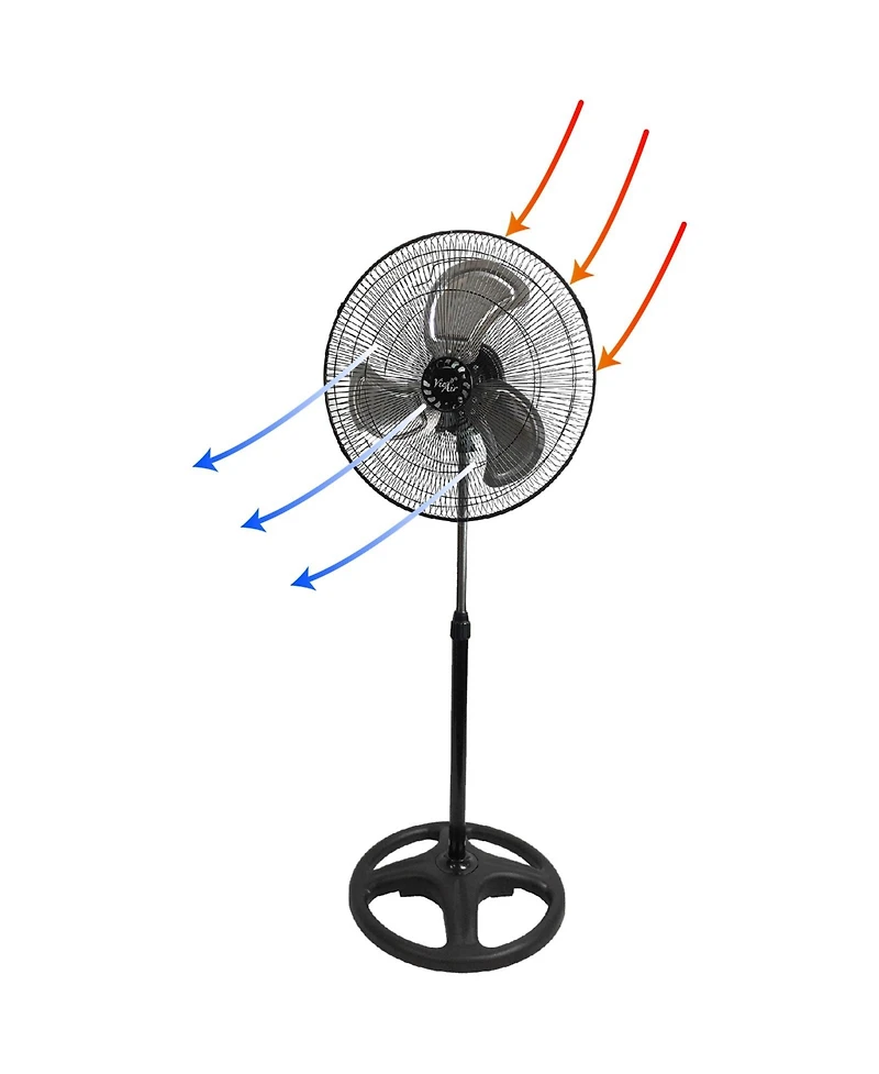 Vie Air 18 Inch Industrial Heavy Duty Pedestal Oscillating Metal Stand Fan