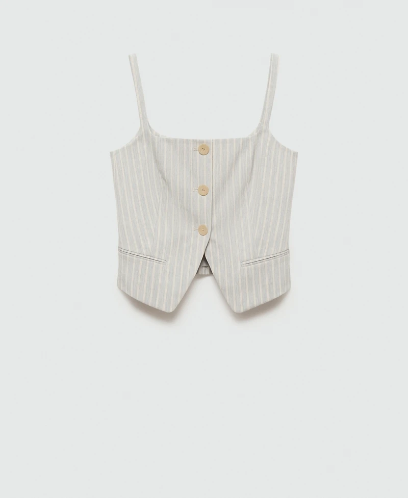 Mango Women's Buttons Detail Stripes Waistcoat