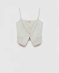 Mango Women's Buttons Detail Stripes Waistcoat