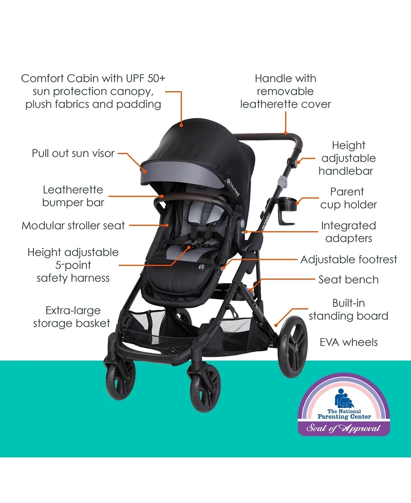 Baby Trend Baby Morph Single to Double Modular Stroller - Dash Grey