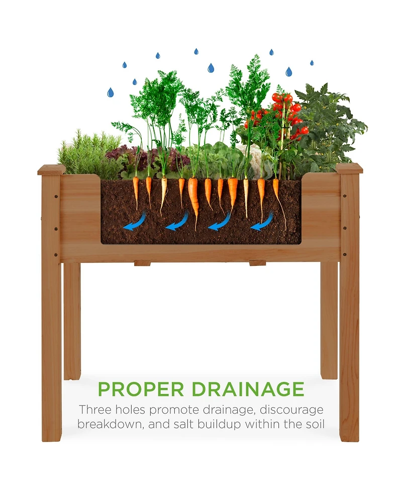 Best Choice Products 34x18x30in Raised Garden Bed, Elevated Wood Planter Box for Kids, Patio w/ Bed Liner