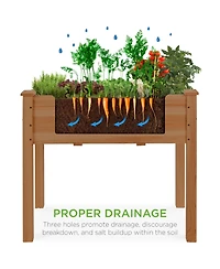Best Choice Products 34x18x30in Raised Garden Bed, Elevated Wood Planter Box for Kids, Patio w/ Bed Liner