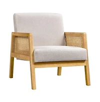 Yaheetech Fabric Upholstered Accent Chair with Rattan Sides