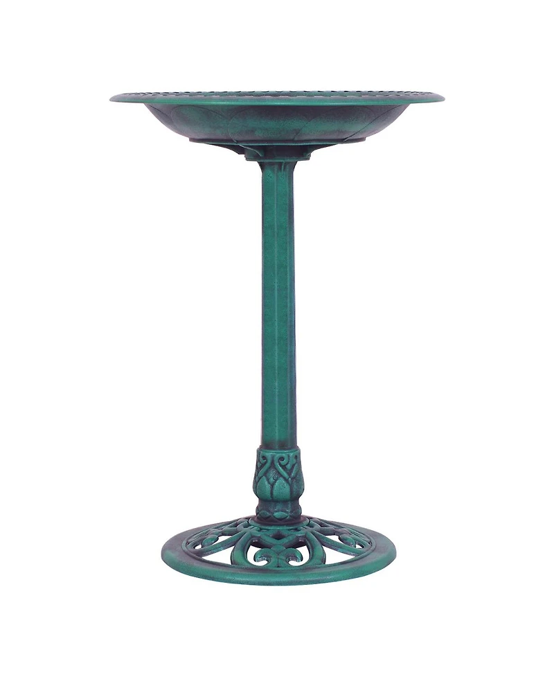 Skonyon Outdoor Garden Green Pedestal Bird Bath Feeder