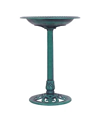 Skonyon Outdoor Garden Green Pedestal Bird Bath Feeder