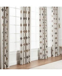 Chanasya Premium 2-Panel Ornamental Damask Room Darkening Curtains - 3-in-1 Back Tab, Rod Pocket, Ring Tab - for Windows Living Room Bedroom