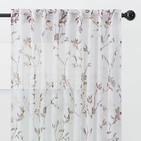 Chanasya Premium 2-Panel Floral Textured Sheer Curtain Panels - 3-in-1 Back Tab, Rod Pocket