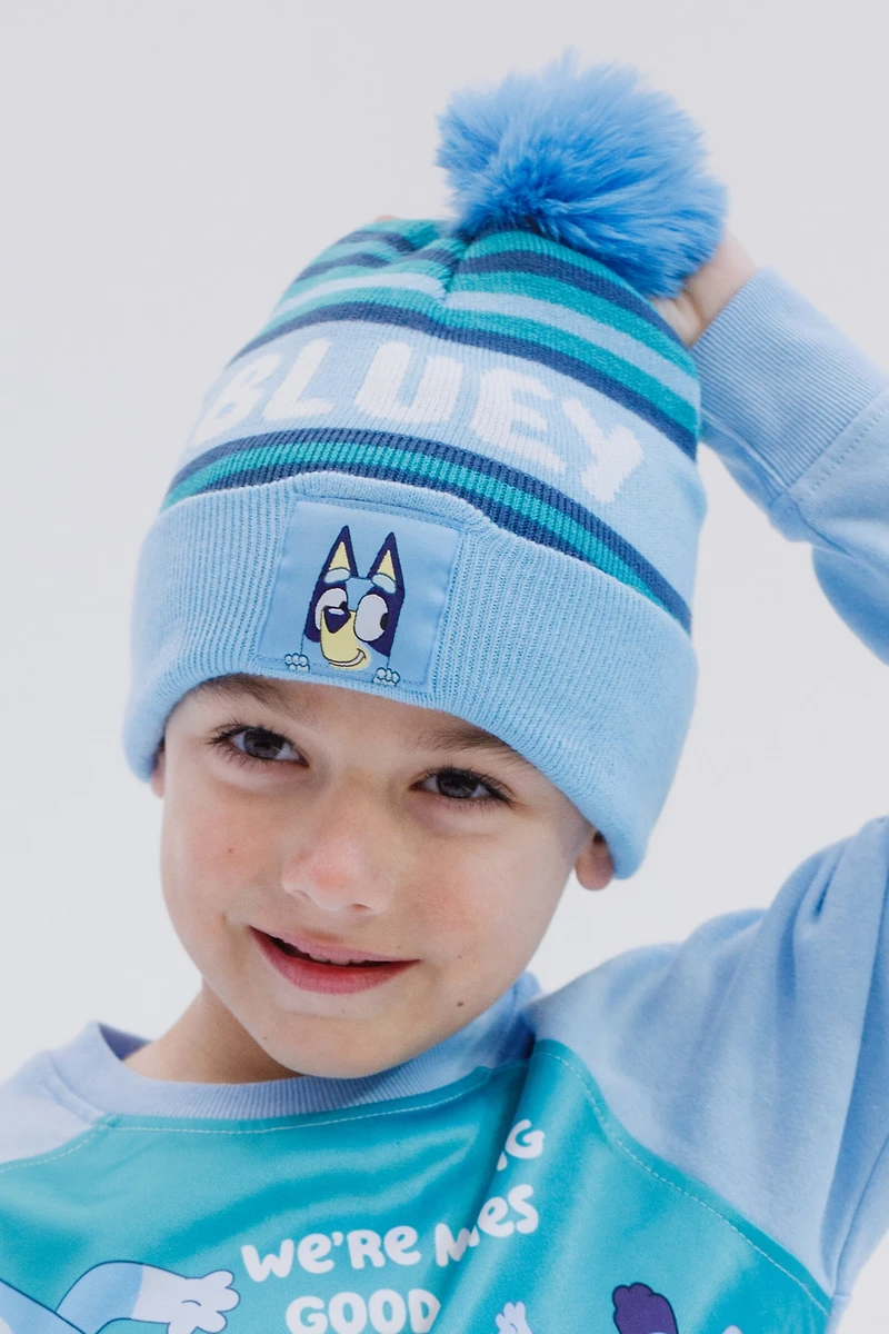 Bluey Little Boys Fleece Sweatshirt and Cotton Gauze Hat