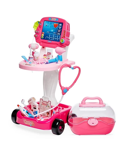 Best Choice Products Play Doctor Kit for Kids, Pretend Medical Station Set with Carrying Case, Mobile Cart