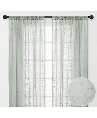 Chanasya Premium Embroidered Swirl Vine Curtains - Sheer Curtains for Living Room, Bedroom, Kitchen - 52" x 108" - Sage, 2 Panels