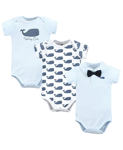 Hudson Baby Boys Soft Cotton All-in-One Outfits Ai Set of 3