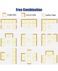 7PCS Patio Rattan Furniture Set Sectional Sofa Garden