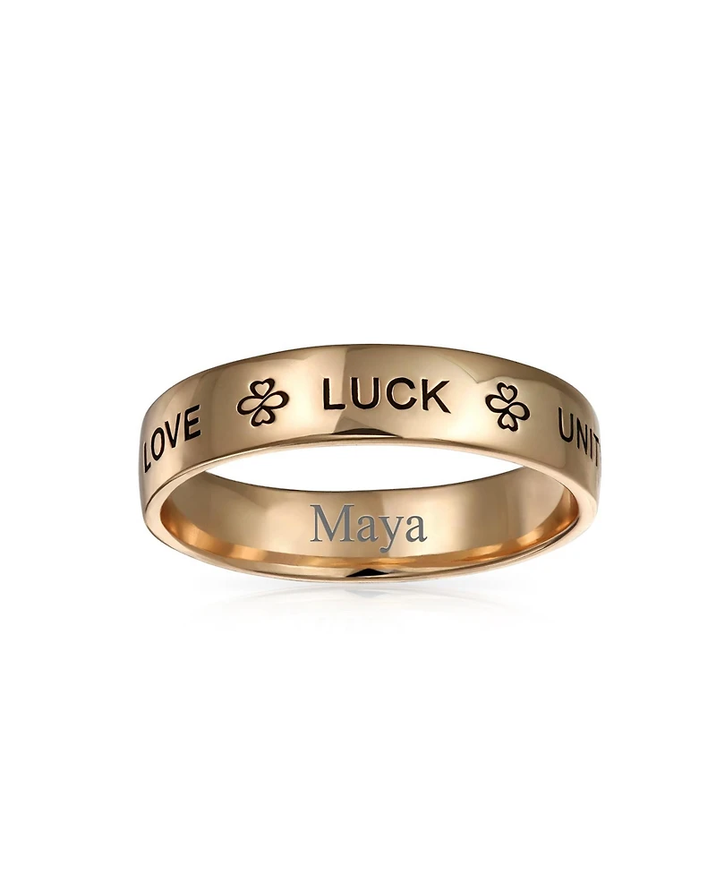 Bling Jewelry Ayllu Amulet Talisman Intertwine Symbol Heart Infinity Clover Love Luck Unity Band Ring Rose Gold Plated .925 Sterling Silver 4MM