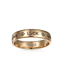 Bling Jewelry Ayllu Amulet Talisman Intertwine Symbol Heart Infinity Clover Love Luck Unity Band Ring Rose Gold Plated .925 Sterling Silver 4MM