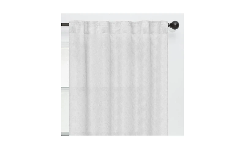 Chanasya Premium 2-Panel Diamond Textured Semi Sheer Curtain Panels - 3-in-1 Back Tab, Rod Pocket