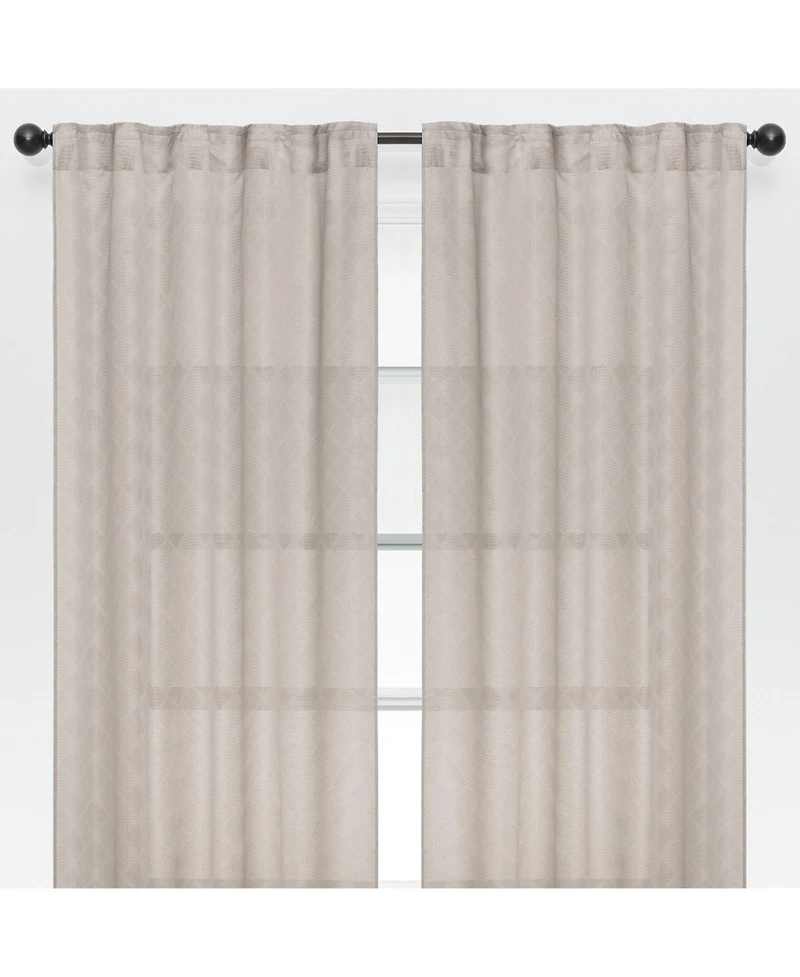 Chanasya Premium 2-Panel Diamond Textured Semi Sheer Curtain Panels - 3-in-1 Back Tab, Rod Pocket