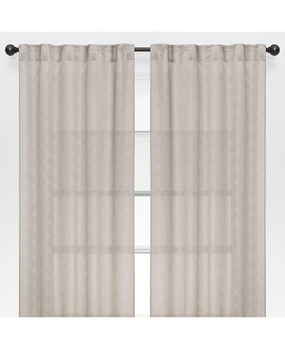 Chanasya Premium 2-Panel Diamond Textured Semi Sheer Curtain Panels - 3-in-1 Back Tab, Rod Pocket
