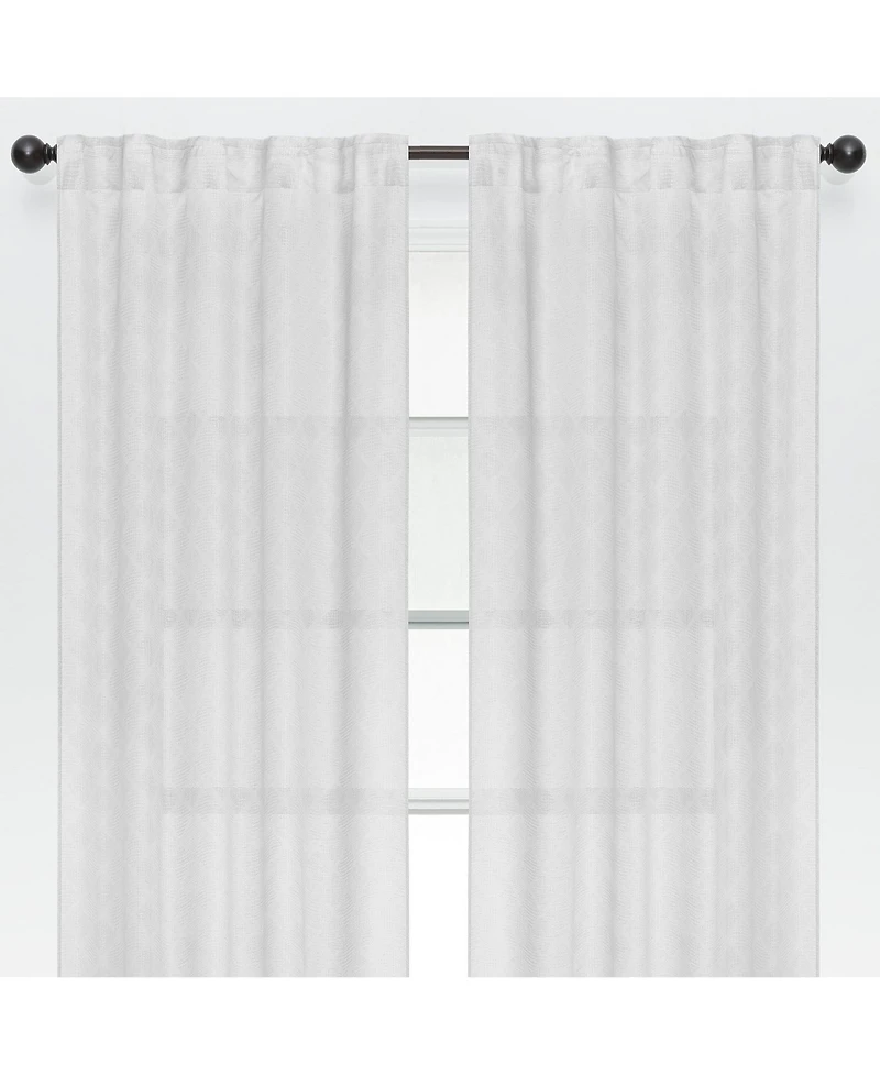 Chanasya Premium 2-Panel Diamond Textured Semi Sheer Curtain Panels - 3-in-1 Back Tab, Rod Pocket